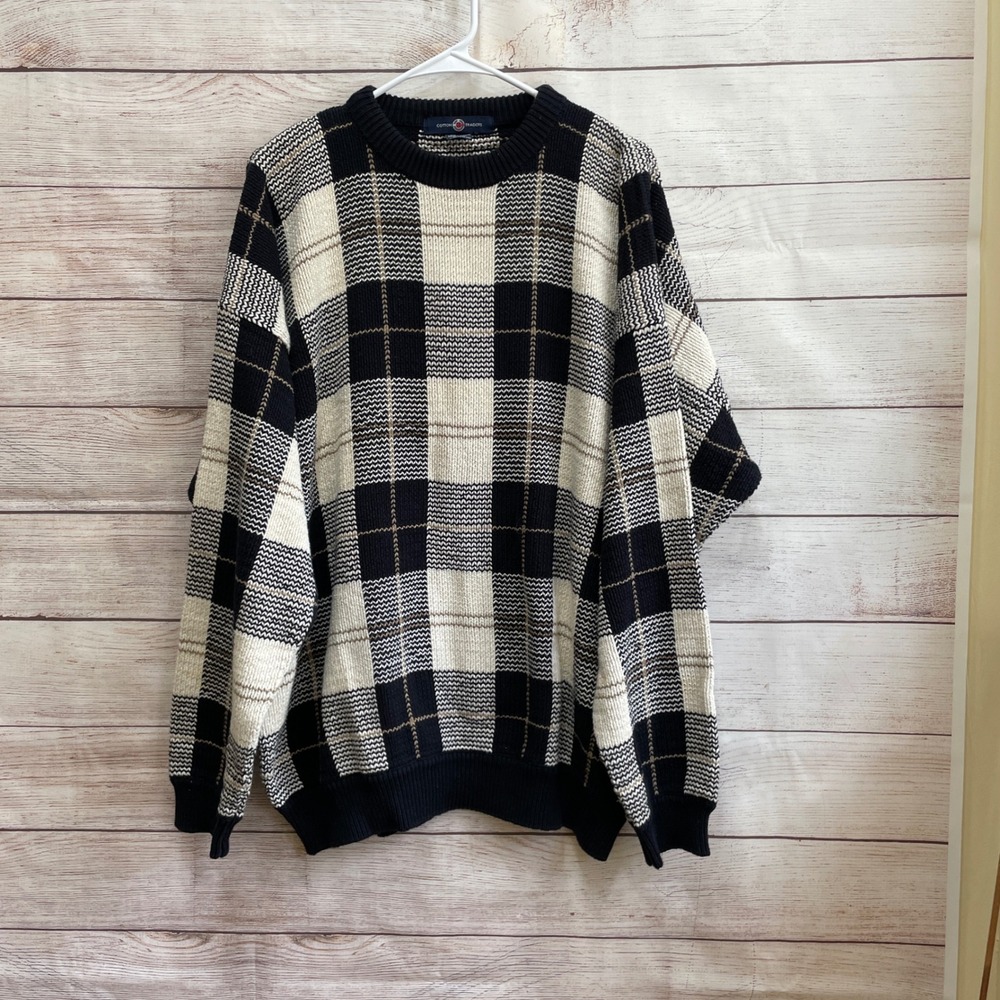 EXCELLENT CONDITION VINTAGE COTTON TRADERS BUFFALO PLAID PULLOVER SWEATER